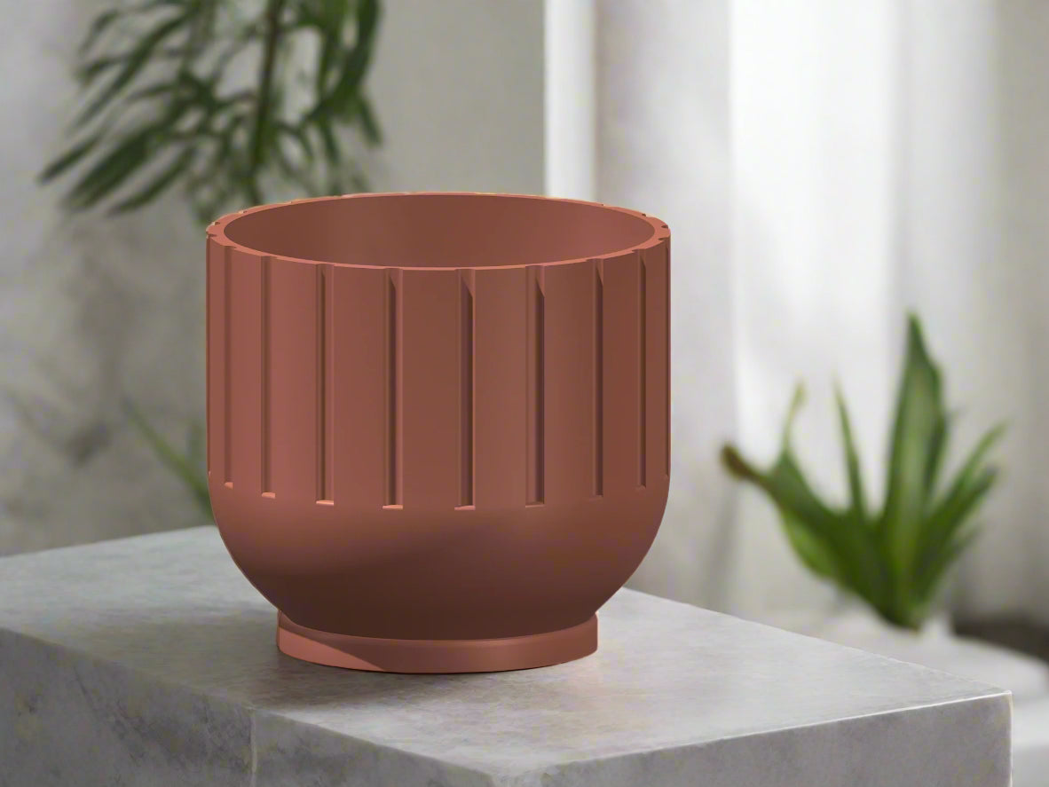 Wholesale Partner: Rosebud HomeGoods - Modern Indoor Planter with Drainage – 3D Printed Fluted Plant Pot