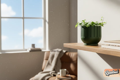 Wholesale Partner: Rosebud HomeGoods - Modern Indoor Planter with Drainage – 3D Printed Fluted Plant Pot