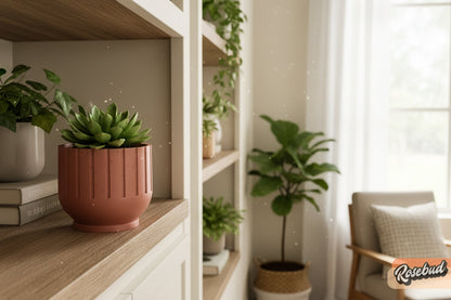 Wholesale Partner: Rosebud HomeGoods - Modern Indoor Planter with Drainage – 3D Printed Fluted Plant Pot