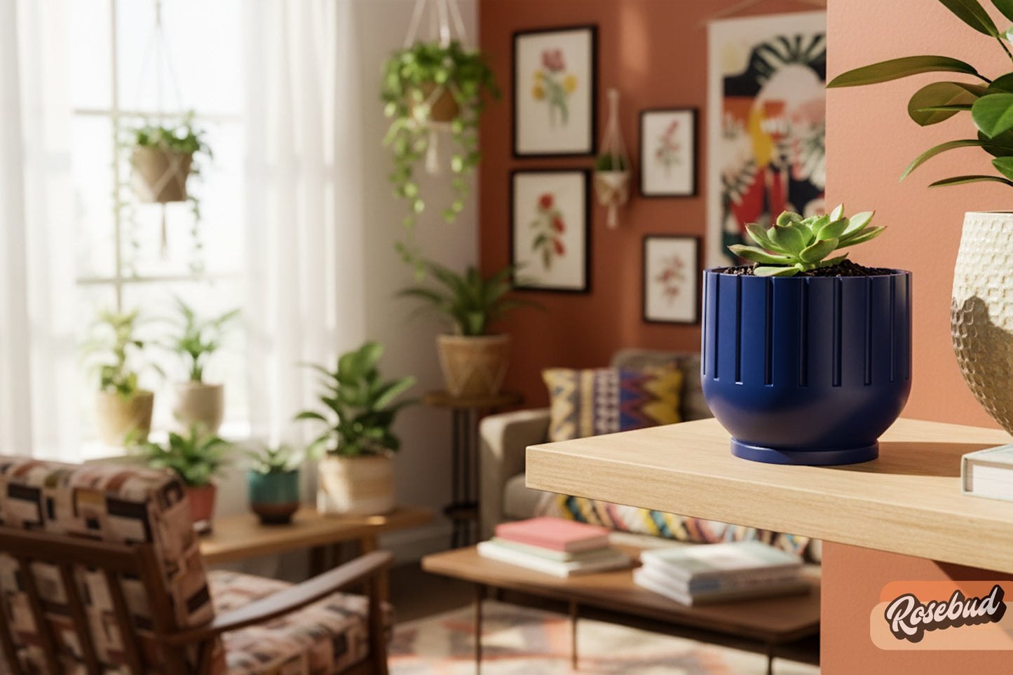Wholesale Partner: Rosebud HomeGoods - Modern Indoor Planter with Drainage – 3D Printed Fluted Plant Pot