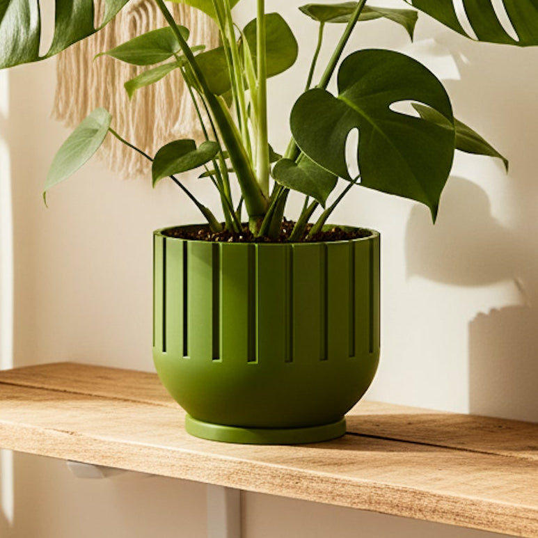Wholesale Partner: Rosebud HomeGoods - Modern Indoor Planter with Drainage – 3D Printed Fluted Plant Pot