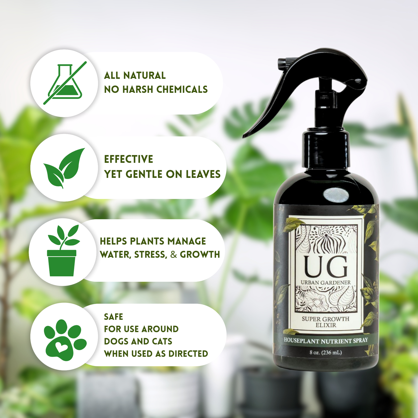 Wholesale Partner: Urban Gardener - UG 3 Pack Kit - Super Growth Elixir, Say No To Bugs, Leaf Radiance