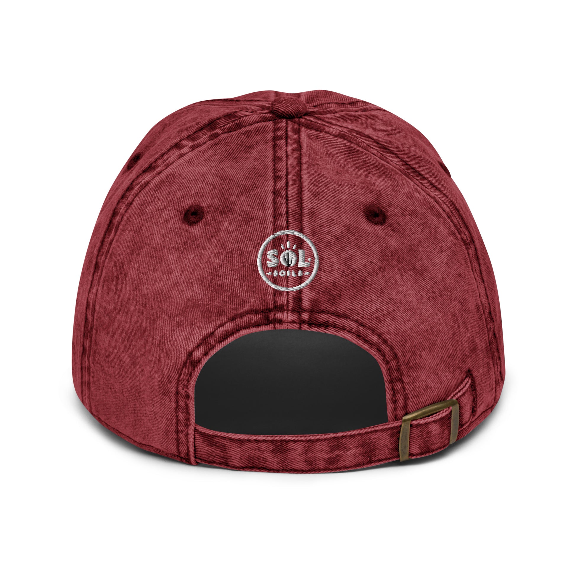 maroon back hat