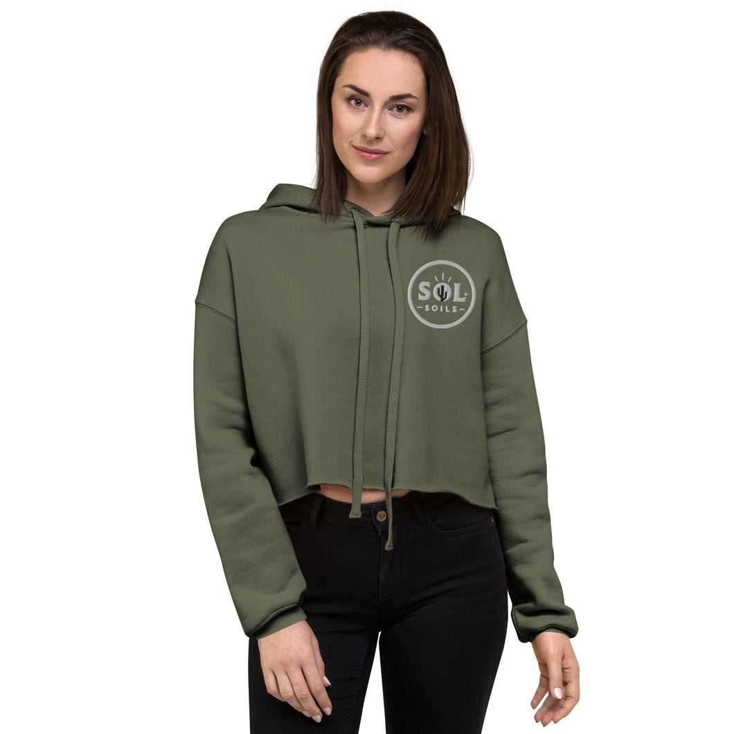 military green cropped hoddie